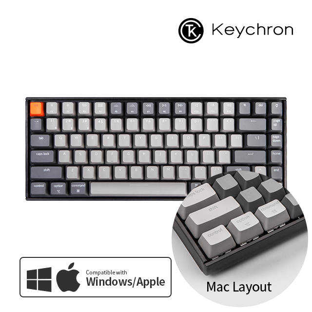 Keychron K2 RGB 맥 애플/윈도우 라이트 그레이 키보드(블루투스) 한글 - 스위치선택